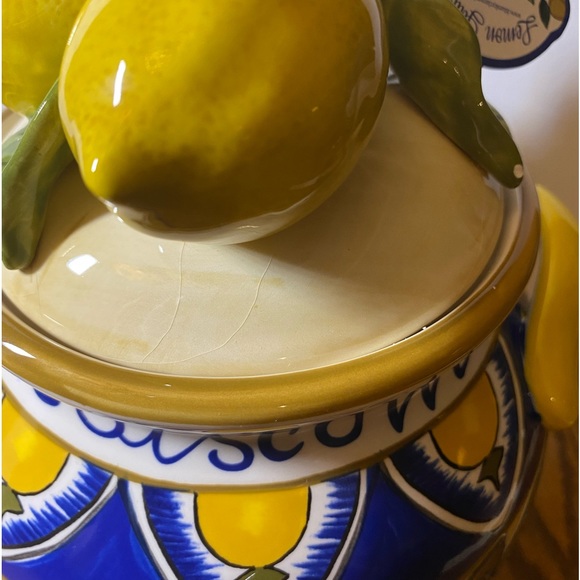 Blue Sky Clayworks Lemon Juice series Biscotti Cookie Jar NWT 2017 Small chip - Picture 5 of 11